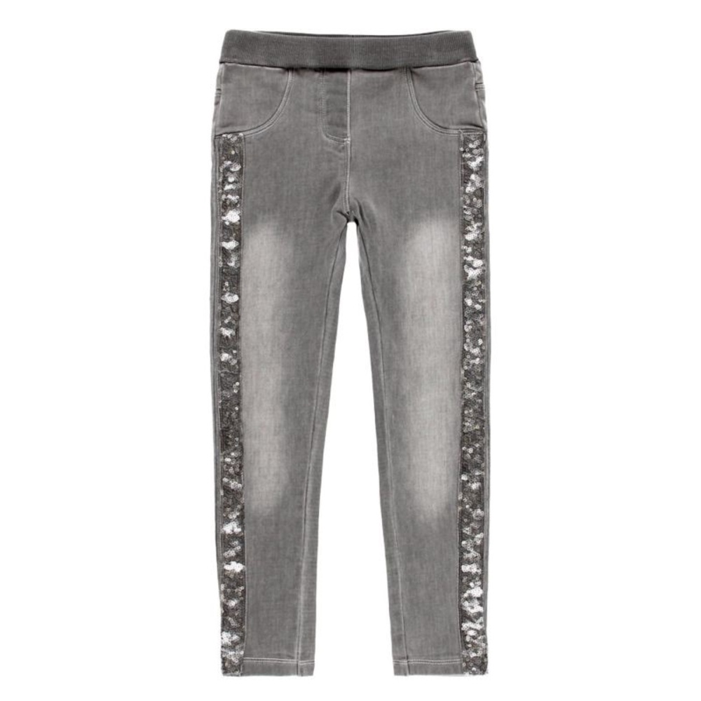 Kids Gray Jeans with Sequin Detail
